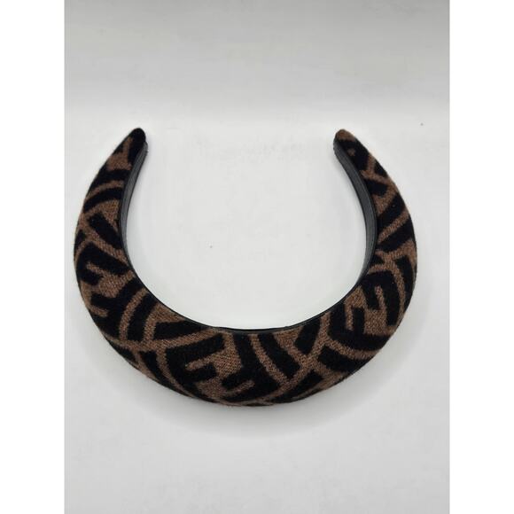 Fendi Brown FF Zucca Logo Pattern Print Headband - Picture 6 of 9